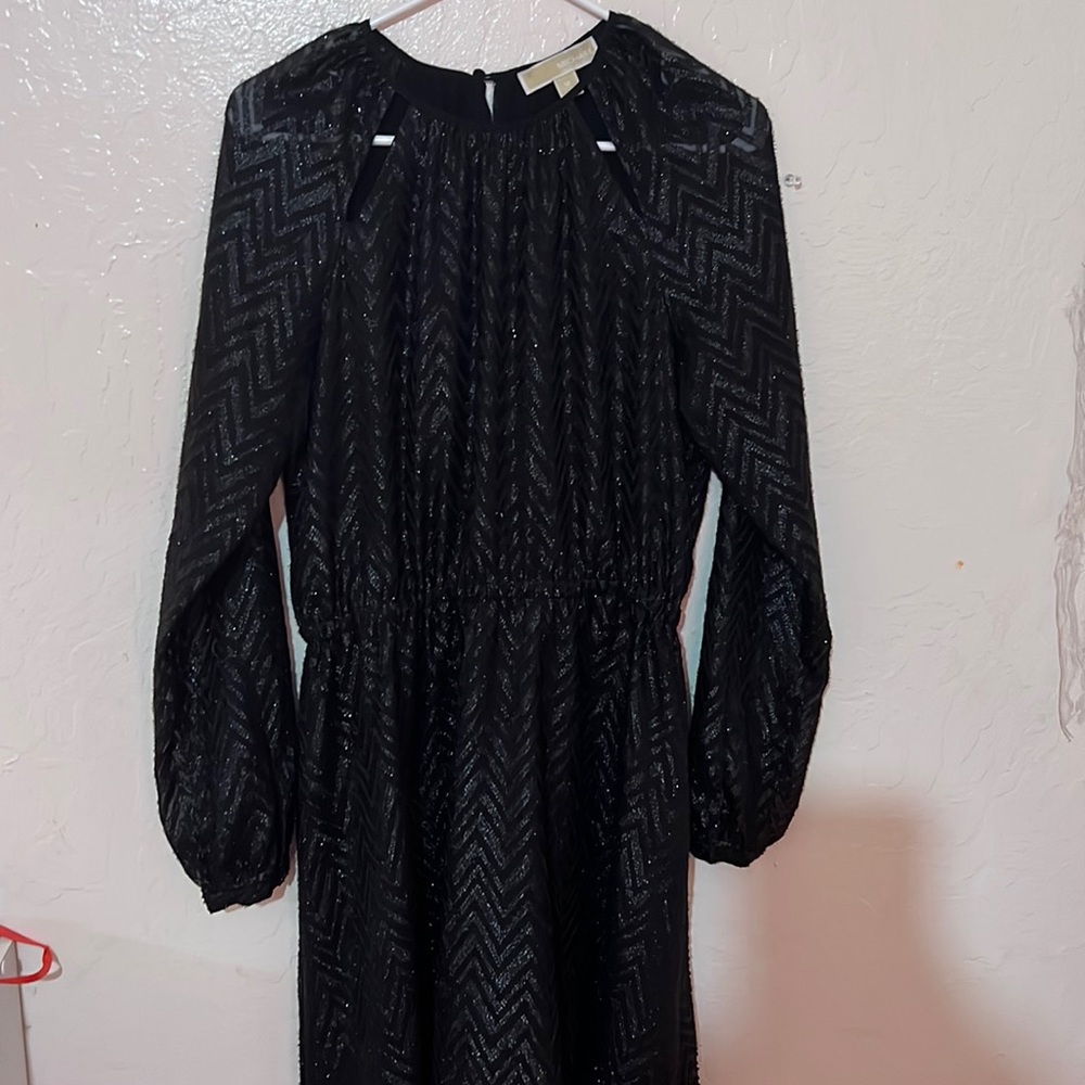 Michael by Michael Kors black sparkling long sleeve dress